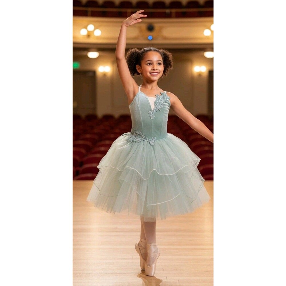 Dance Costume XL Child  SA Adult Sage Green Weissman Ballet Fairy Tutu Ballerina